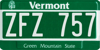 VT license plate ZFZ757
