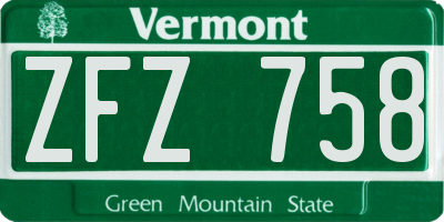 VT license plate ZFZ758