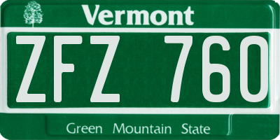 VT license plate ZFZ760