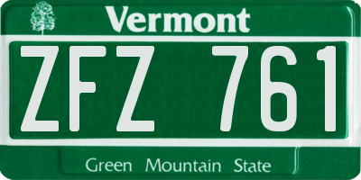 VT license plate ZFZ761