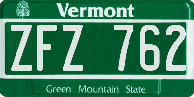 VT license plate ZFZ762