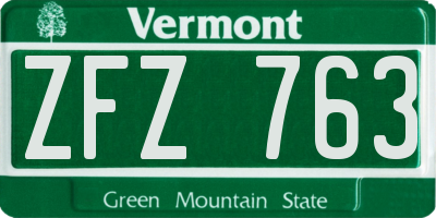 VT license plate ZFZ763