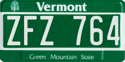 VT license plate ZFZ764