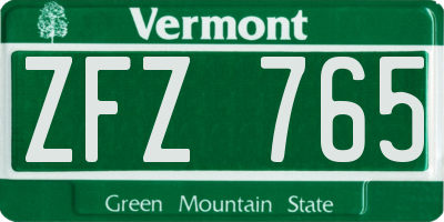 VT license plate ZFZ765