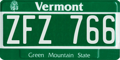 VT license plate ZFZ766