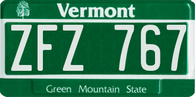 VT license plate ZFZ767