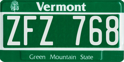 VT license plate ZFZ768