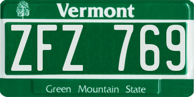 VT license plate ZFZ769