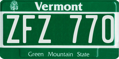 VT license plate ZFZ770