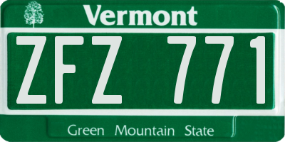 VT license plate ZFZ771