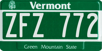 VT license plate ZFZ772