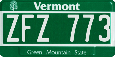 VT license plate ZFZ773