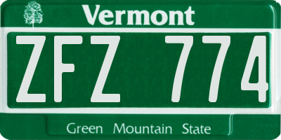 VT license plate ZFZ774