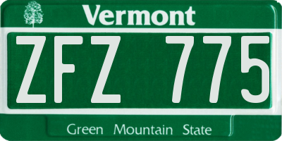 VT license plate ZFZ775