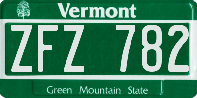 VT license plate ZFZ782