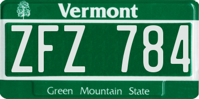 VT license plate ZFZ784