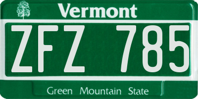VT license plate ZFZ785