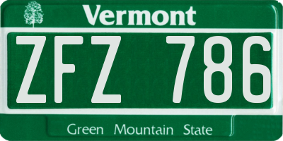 VT license plate ZFZ786