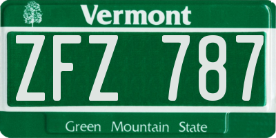 VT license plate ZFZ787