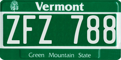 VT license plate ZFZ788