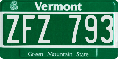 VT license plate ZFZ793