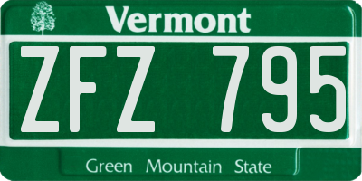 VT license plate ZFZ795