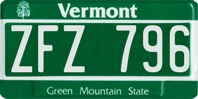 VT license plate ZFZ796