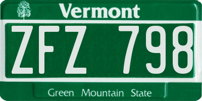 VT license plate ZFZ798