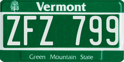 VT license plate ZFZ799