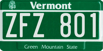 VT license plate ZFZ801