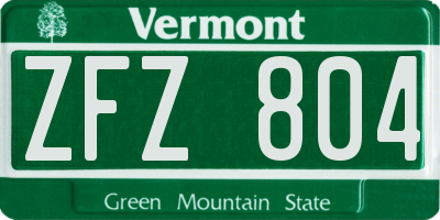 VT license plate ZFZ804