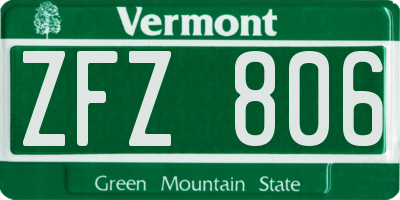 VT license plate ZFZ806