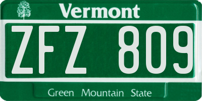 VT license plate ZFZ809
