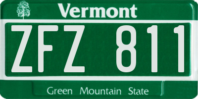 VT license plate ZFZ811