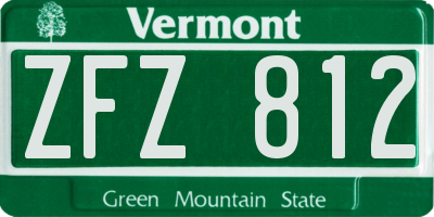 VT license plate ZFZ812