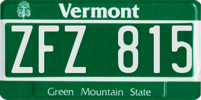 VT license plate ZFZ815