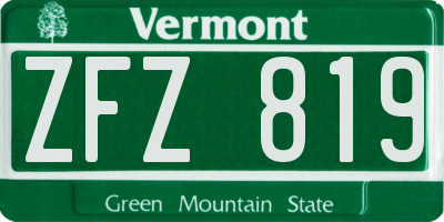 VT license plate ZFZ819