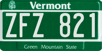 VT license plate ZFZ821