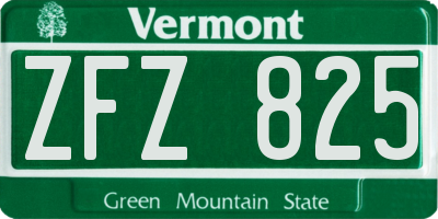 VT license plate ZFZ825