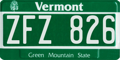 VT license plate ZFZ826
