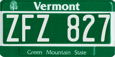 VT license plate ZFZ827
