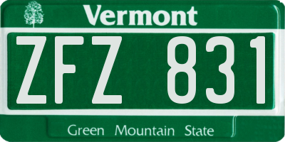 VT license plate ZFZ831
