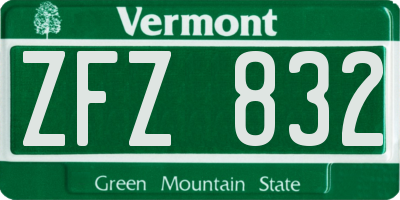 VT license plate ZFZ832