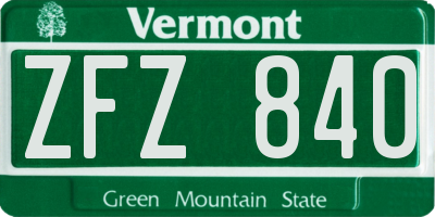 VT license plate ZFZ840