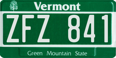 VT license plate ZFZ841