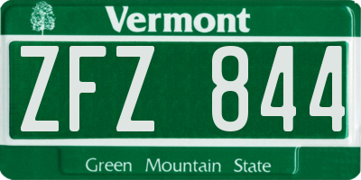 VT license plate ZFZ844