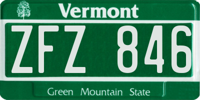 VT license plate ZFZ846