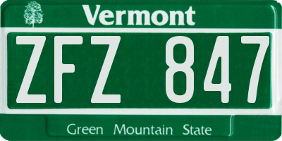 VT license plate ZFZ847