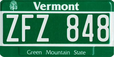 VT license plate ZFZ848