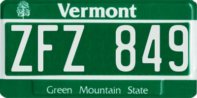 VT license plate ZFZ849